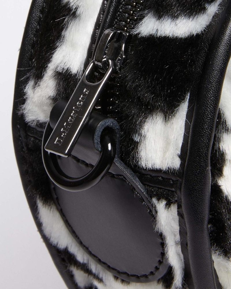 Dr Martin Martens Heart Shaped Faux Fur Cow Print Backpack (Cow Print + Kiev) Bags & Backpacks Black+White | CO47-Z0ZP