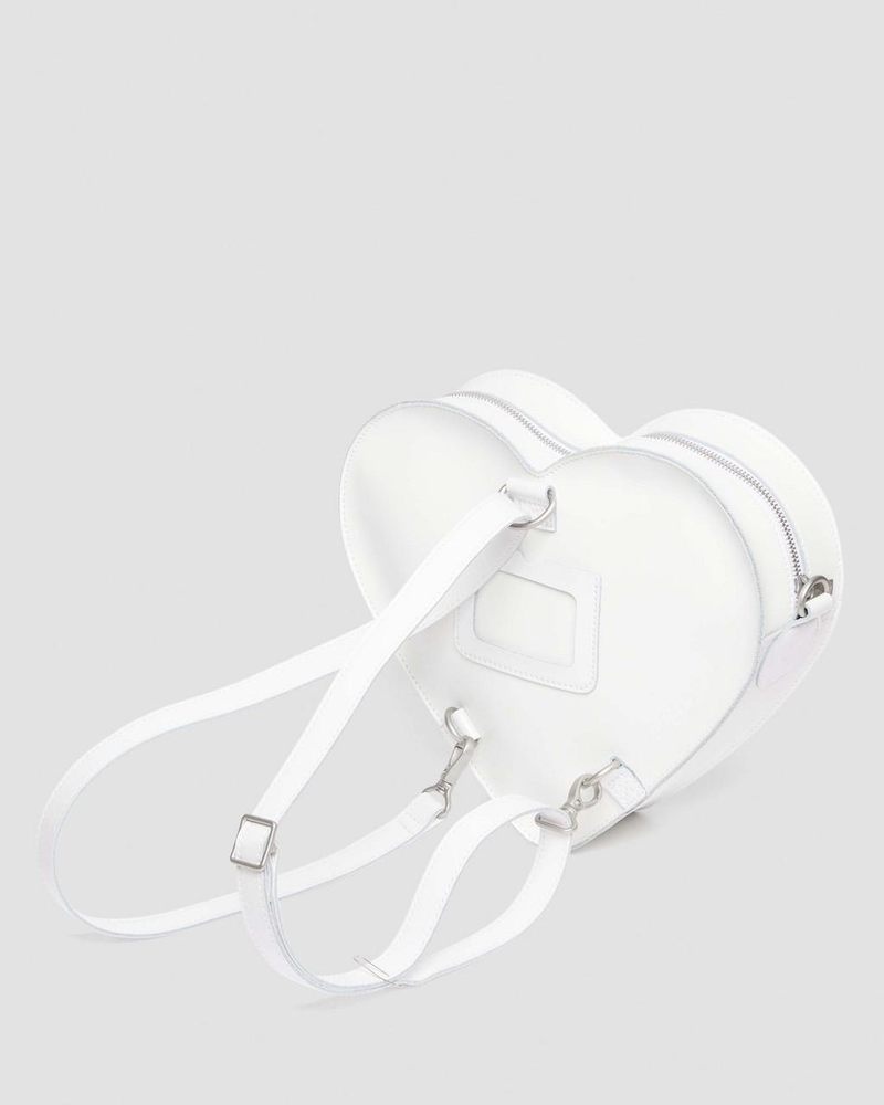 Dr Martin Martens Heart Shaped Leather Backpack (Kiev) Bags & Backpacks White | XB63-N6MU