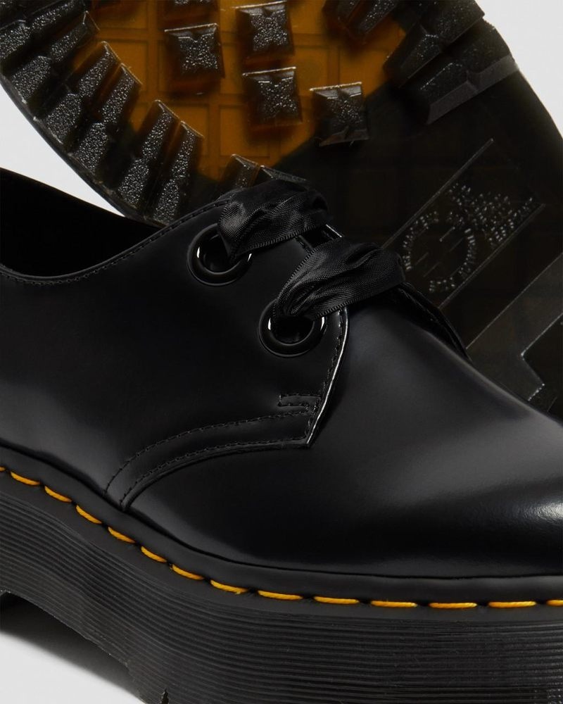 Dr Martin Martens Holly - Leather Platform Shoes (Buttero) Platforms Shoes Black | IY58-A6RX