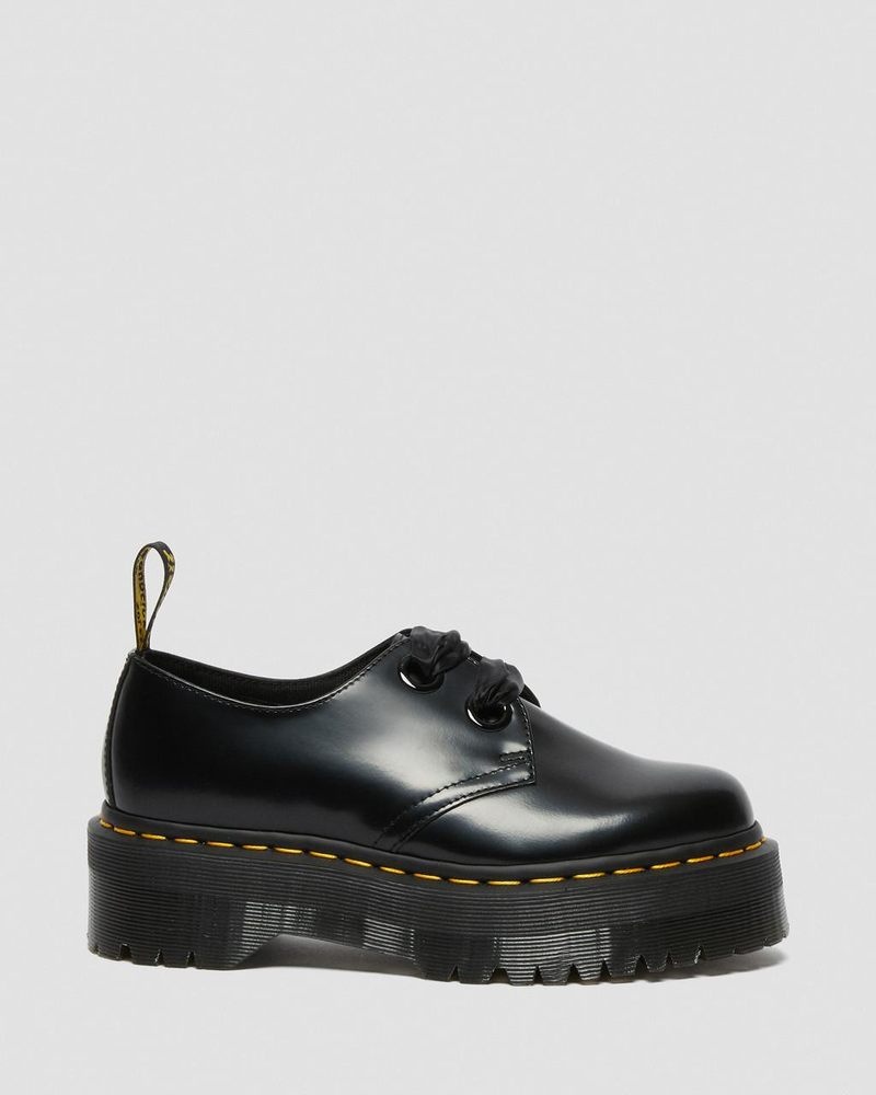 Dr Martin Martens Holly - Leather Platform Shoes (Buttero) Platforms Shoes Black | IY58-A6RX