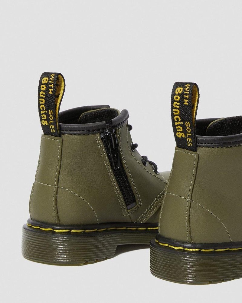 Dr Martin Martens Infant 1460 Leather Lace Up Boots (Romario) Boots Olive | ES18-S8BS