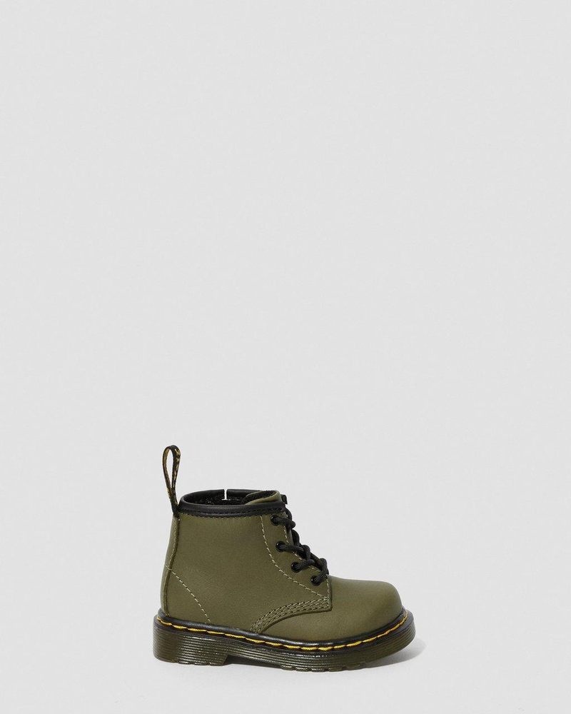 Dr Martin Martens Infant 1460 Leather Lace Up Boots (Romario) Boots Olive | ES18-S8BS