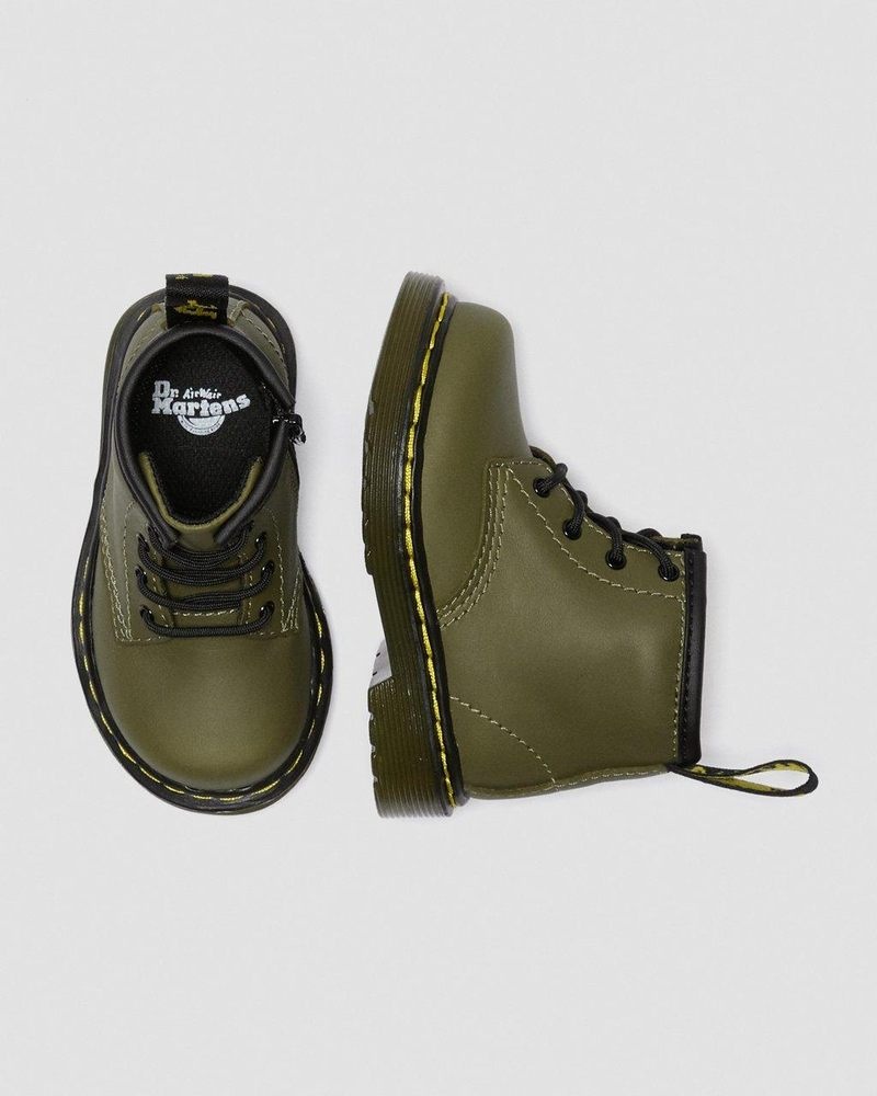 Dr Martin Martens Infant 1460 Leather Lace Up Boots (Romario) Boots Olive | ES18-S8BS