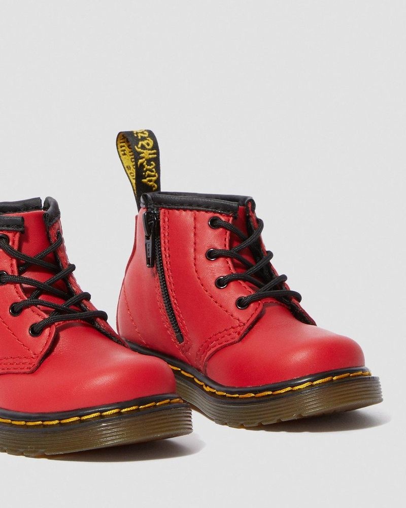 Dr Martin Martens Infant 1460 Leather Lace Up Boots (Romario) Boots Red | EB75-H0OE