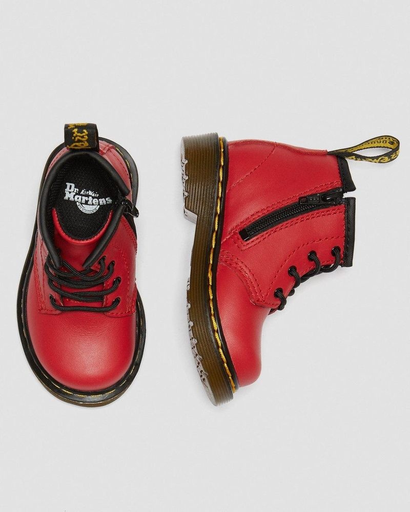 Dr Martin Martens Infant 1460 Leather Lace Up Boots (Romario) Boots Red | EB75-H0OE