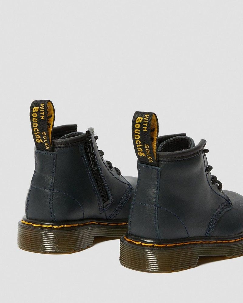 Dr Martin Martens Infant 1460 Leather Lace Up Boots (Romario) Boots Navy | ZG74-W0GX