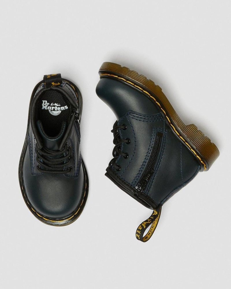 Dr Martin Martens Infant 1460 Leather Lace Up Boots (Romario) Boots Navy | ZG74-W0GX