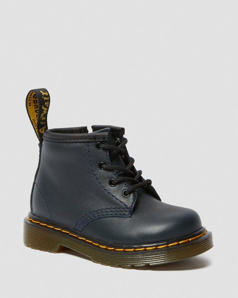 Dr Martin Martens Infant 1460 Leather Lace Up Boots (Romario) Boots Navy | ZG74-W0GX