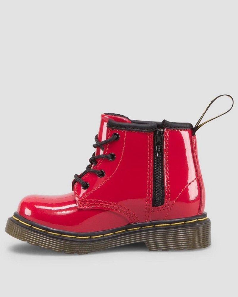 Dr Martin Martens Infant 1460 Patent Leather Lace Up Boots (Patent Leather) Boots Red | IN15-R2YZ