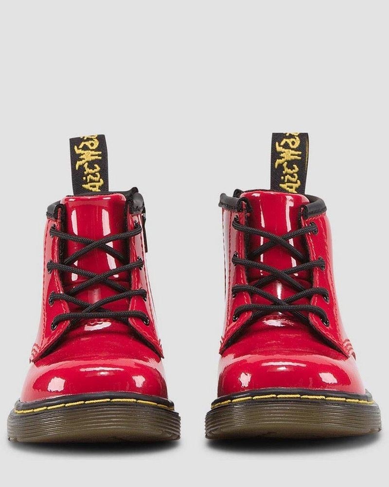 Dr Martin Martens Infant 1460 Patent Leather Lace Up Boots (Patent Leather) Boots Red | IN15-R2YZ