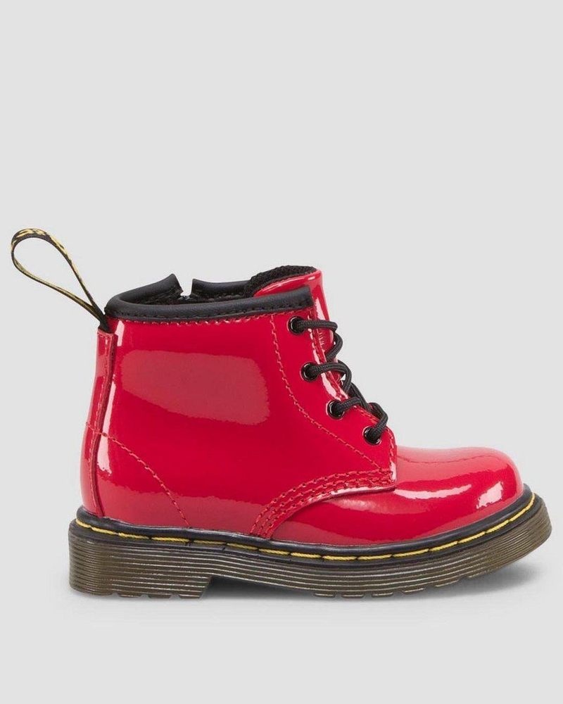 Dr Martin Martens Infant 1460 Patent Leather Lace Up Boots (Patent Leather) Boots Red | IN15-R2YZ