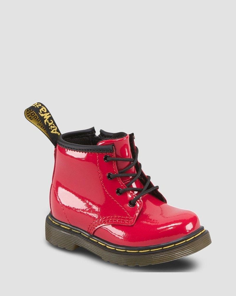 Dr Martin Martens Infant 1460 Patent Leather Lace Up Boots (Patent Leather) Boots Red | IN15-R2YZ