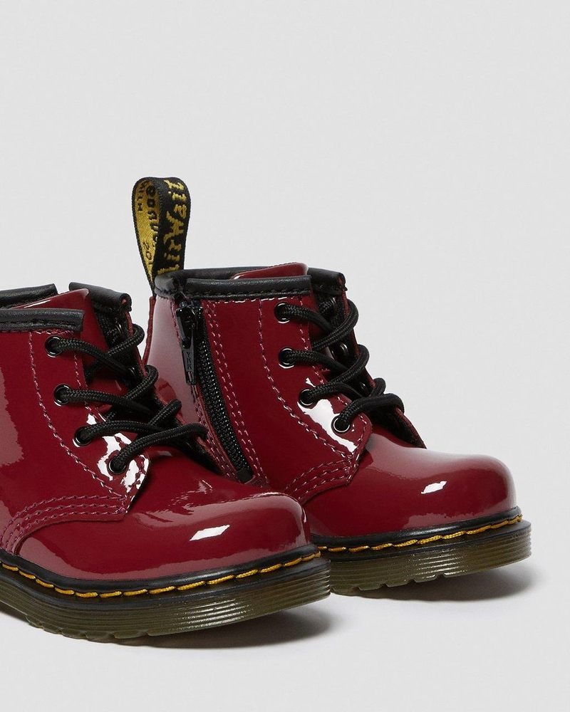 Dr Martin Martens Infant 1460 Patent Leather Lace Up Boots (Patent Leather) Boots Dark Red | LY93-L7KG