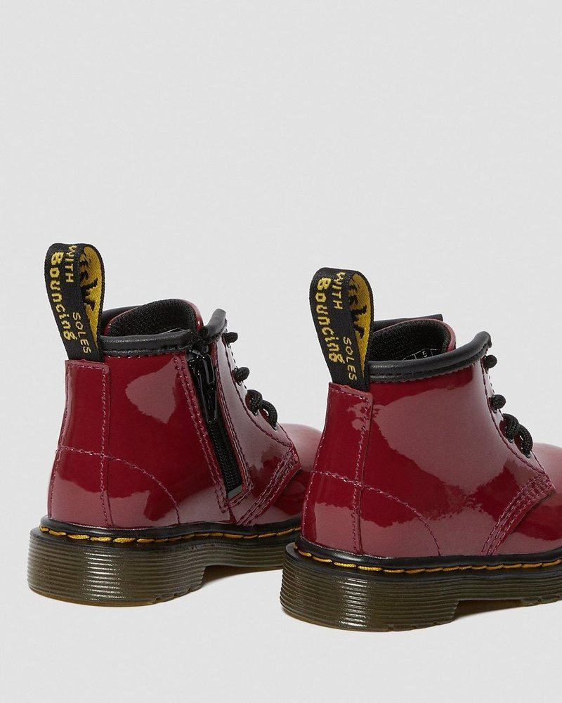 Dr Martin Martens Infant 1460 Patent Leather Lace Up Boots (Patent Leather) Boots Dark Red | LY93-L7KG