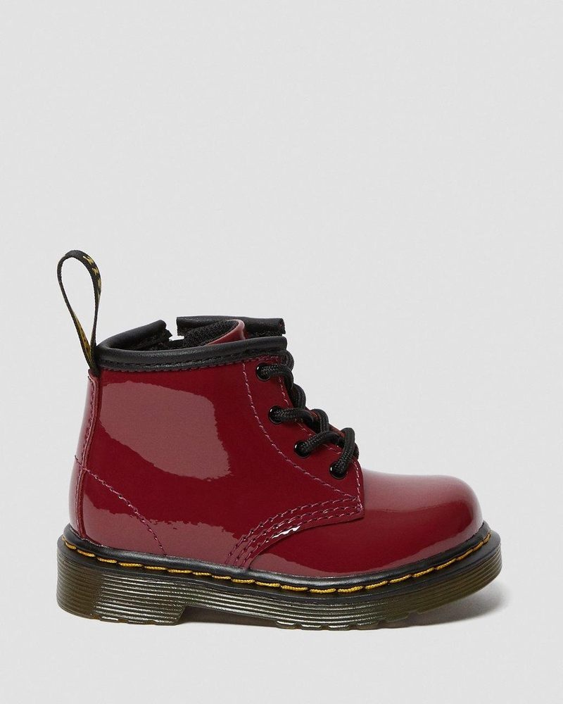 Dr Martin Martens Infant 1460 Patent Leather Lace Up Boots (Patent Leather) Boots Dark Red | LY93-L7KG