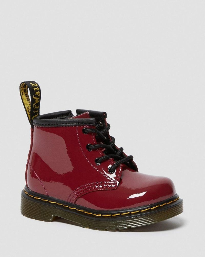 Dr Martin Martens Infant 1460 Patent Leather Lace Up Boots (Patent Leather) Boots Dark Red | LY93-L7KG