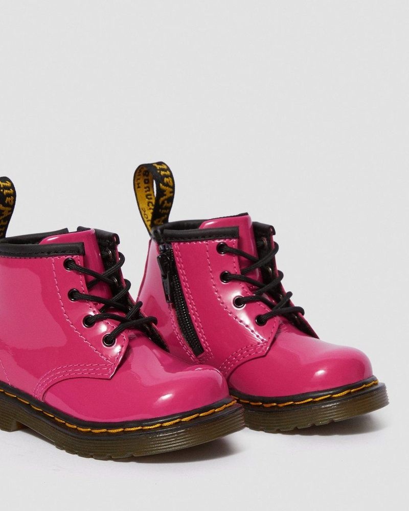 Dr Martin Martens Infant 1460 Patent Leather Lace Up Boots (Patent Leather) Boots Hot Pink | KE73-X7EM