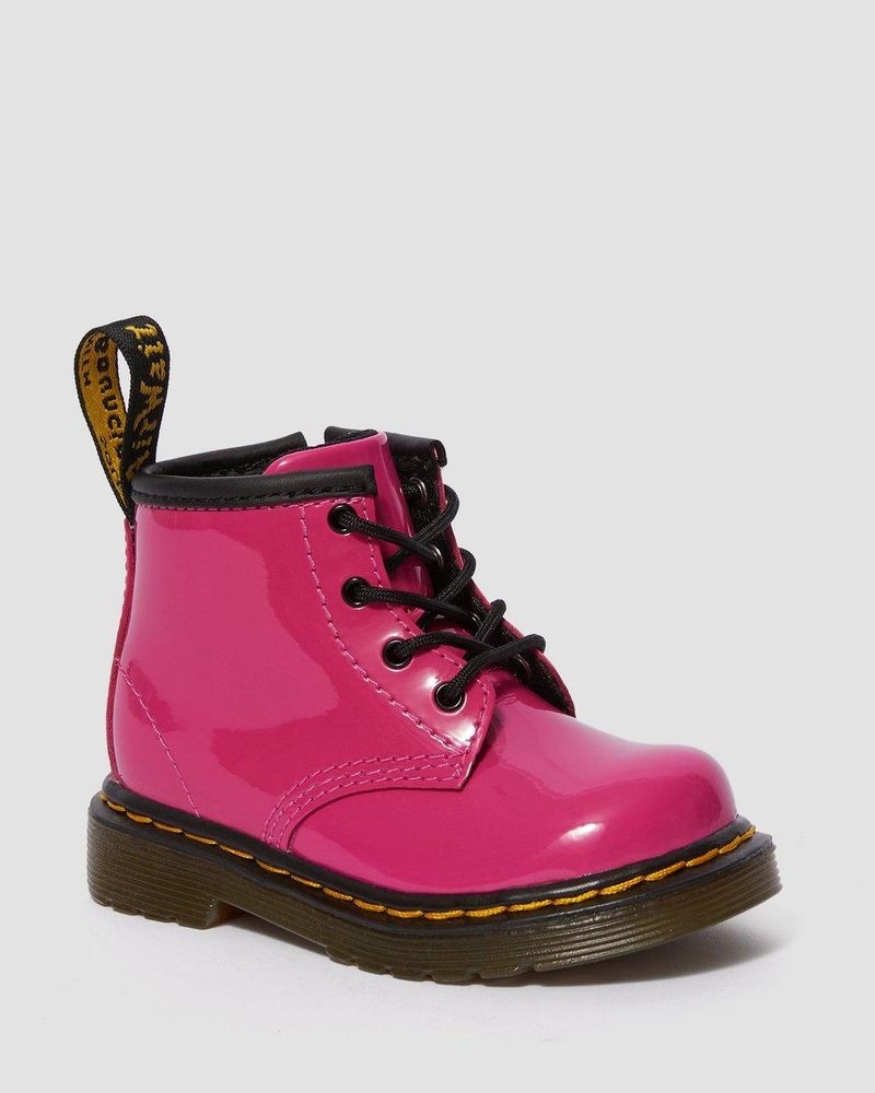 Dr Martin Martens Infant 1460 Patent Leather Lace Up Boots (Patent Leather) Boots Hot Pink | KE73-X7EM