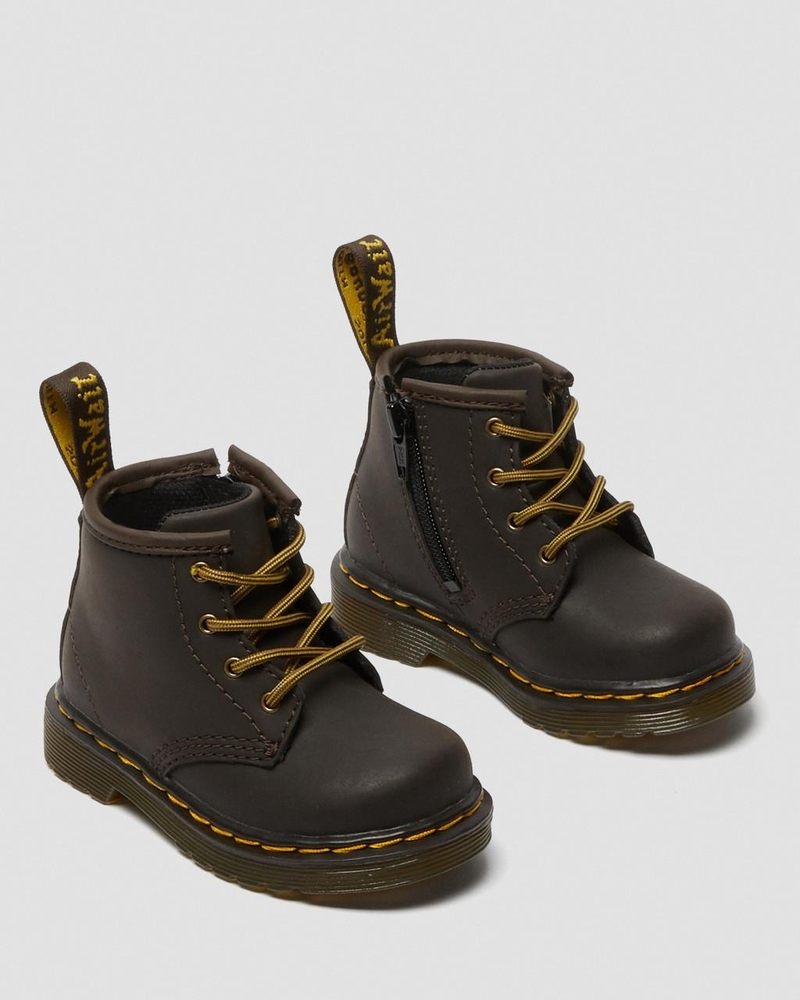 Dr Martin Martens Infant 1460 Wildhorse Leather Lace Up Boots (Wildhorse Lamper) Boots Dark Brown | WN94-P3LB