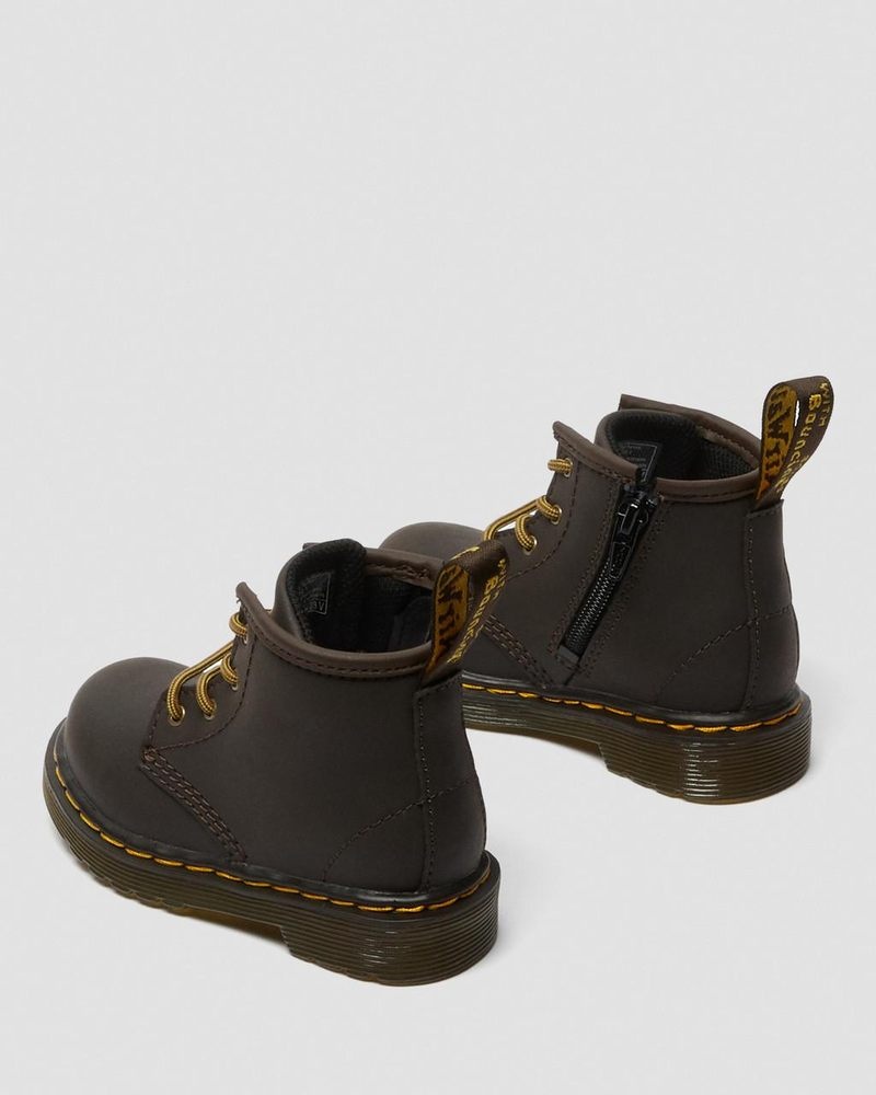 Dr Martin Martens Infant 1460 Wildhorse Leather Lace Up Boots (Wildhorse Lamper) Boots Dark Brown | WN94-P3LB