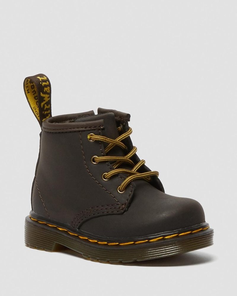 Dr Martin Martens Infant 1460 Wildhorse Leather Lace Up Boots (Wildhorse Lamper) Boots Dark Brown | WN94-P3LB