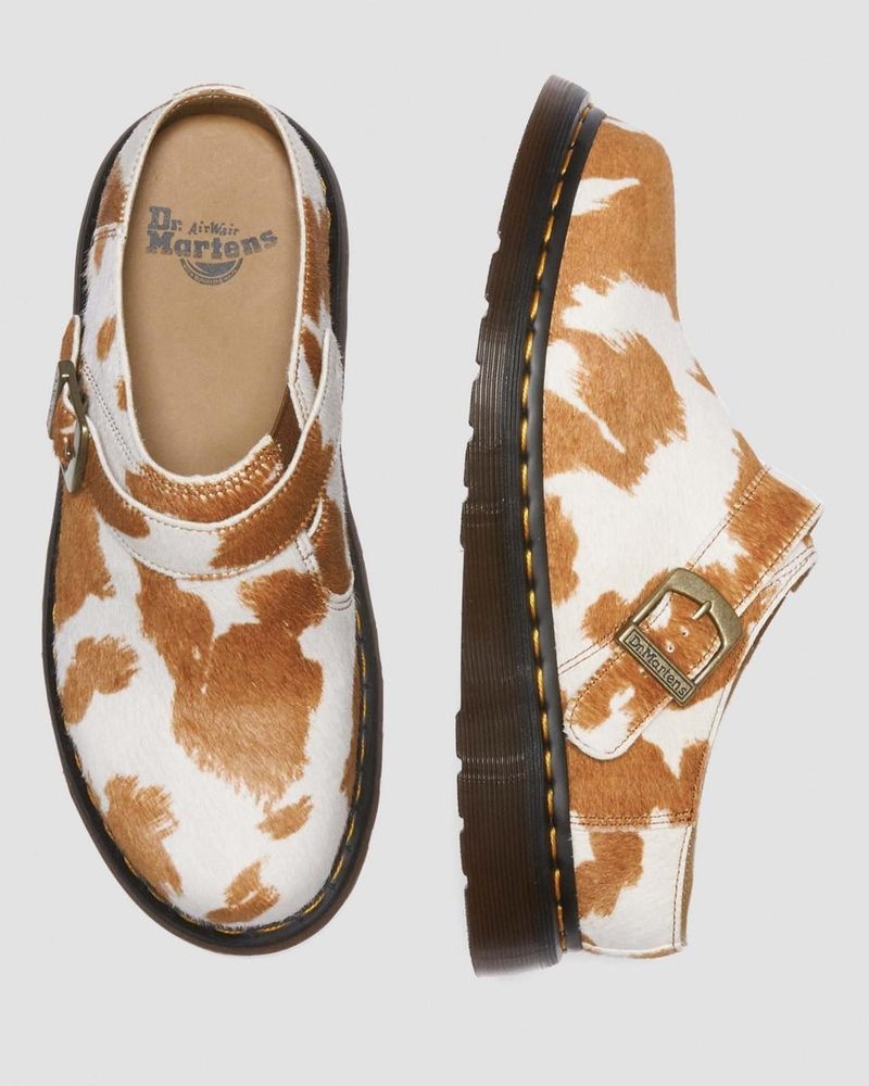 Dr Martin Martens Isham Hair-On Cow Print Slingback Mules (Hair On) Sandals Jersey Cow Print | AP89-F3QU