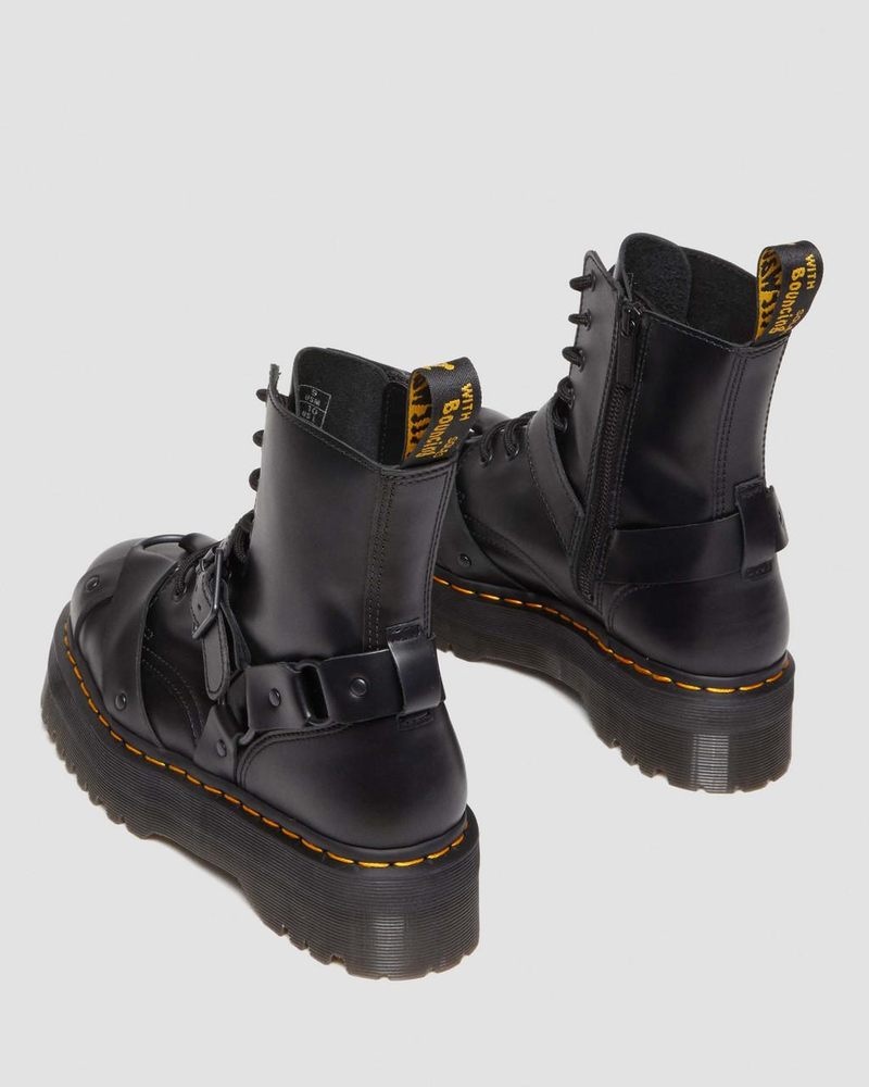 Dr Martin Martens Jadon Boot Harness Leather Platforms (Paris) Platforms Boots Black | OP45-L9XW