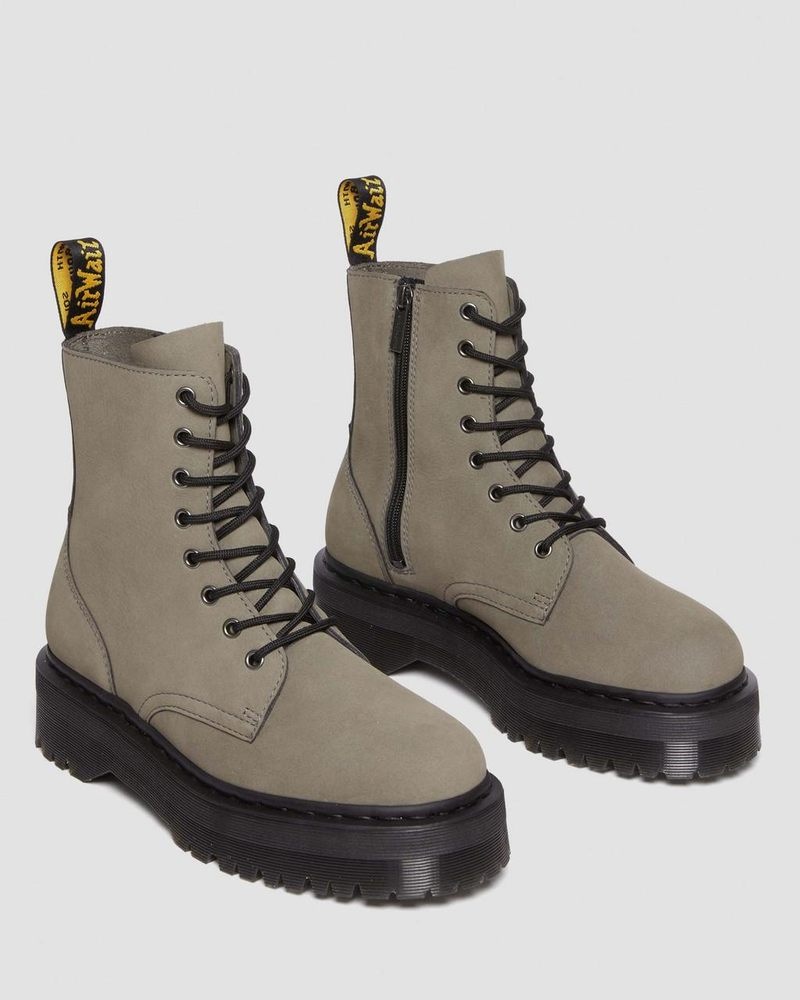 Dr Martin Martens Jadon Boot Milled Nubuck Platforms (Milled Nubuck Wp) Platforms Boots Nickel Grey | FB17-A5ST