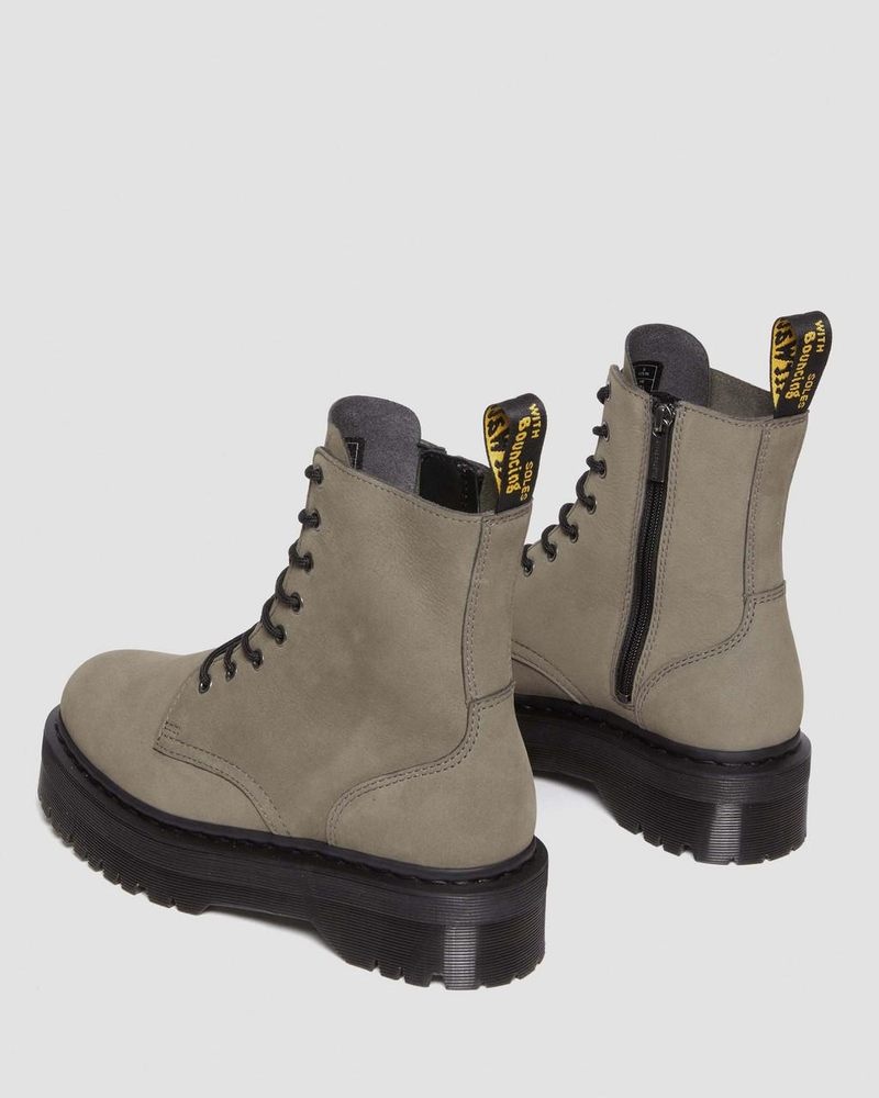 Dr Martin Martens Jadon Boot Milled Nubuck Platforms (Milled Nubuck Wp) Platforms Boots Nickel Grey | FB17-A5ST