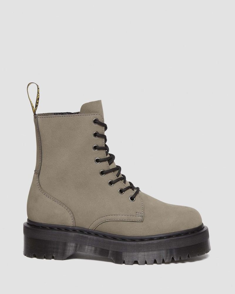 Dr Martin Martens Jadon Boot Milled Nubuck Platforms (Milled Nubuck Wp) Platforms Boots Nickel Grey | FB17-A5ST