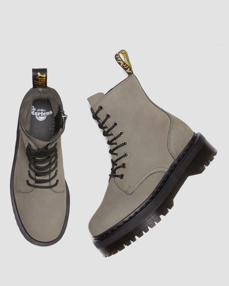 Dr Martin Martens Jadon Boot Milled Nubuck Platforms (Milled Nubuck Wp) Platforms Boots Nickel Grey | FB17-A5ST