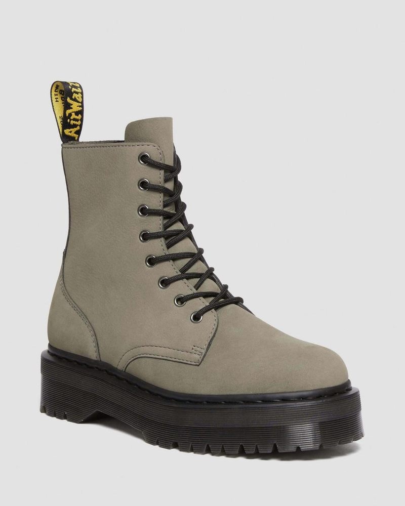 Dr Martin Martens Jadon Boot Milled Nubuck Platforms (Milled Nubuck Wp) Platforms Boots Nickel Grey | FB17-A5ST