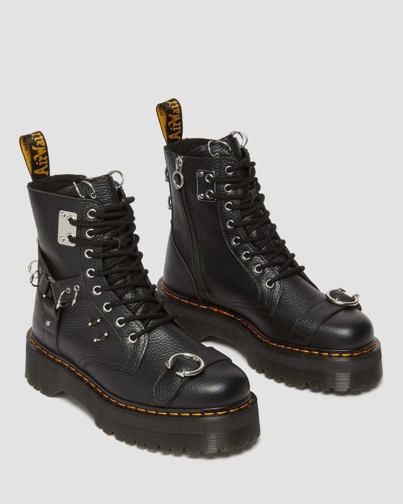 Dr Martin Martens Jadon Boot Piercing Milled Nappa Leather Platforms (Milled Nappa) Platforms Boots Black | WI67-X1QW