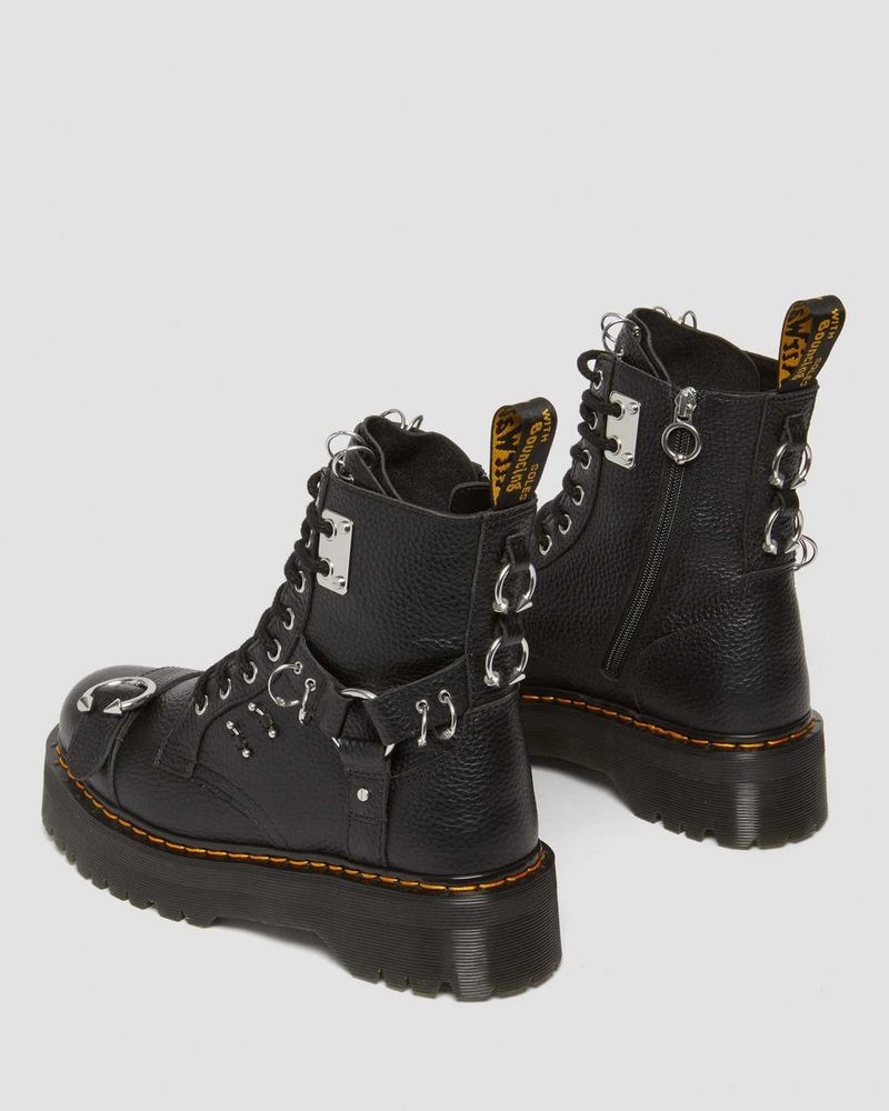 Dr Martin Martens Jadon Boot Piercing Milled Nappa Leather Platforms (Milled Nappa) Platforms Boots Black | WI67-X1QW