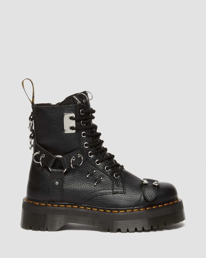 Dr Martin Martens Jadon Boot Piercing Milled Nappa Leather Platforms (Milled Nappa) Platforms Boots Black | WI67-X1QW