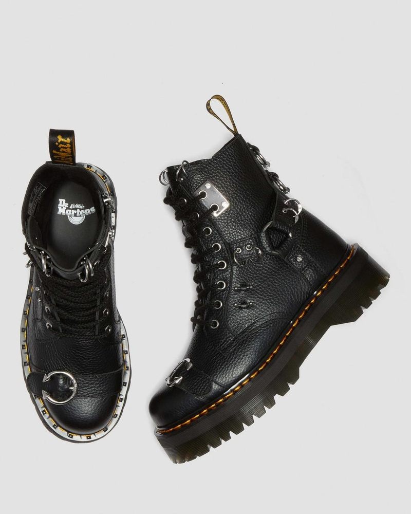 Dr Martin Martens Jadon Boot Piercing Milled Nappa Leather Platforms (Milled Nappa) Platforms Boots Black | WI67-X1QW