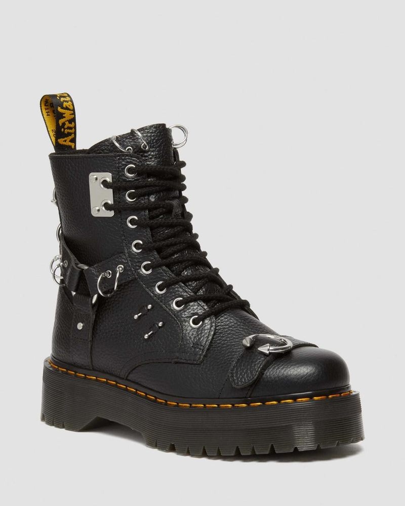 Dr Martin Martens Jadon Boot Piercing Milled Nappa Leather Platforms (Milled Nappa) Platforms Boots Black | WI67-X1QW