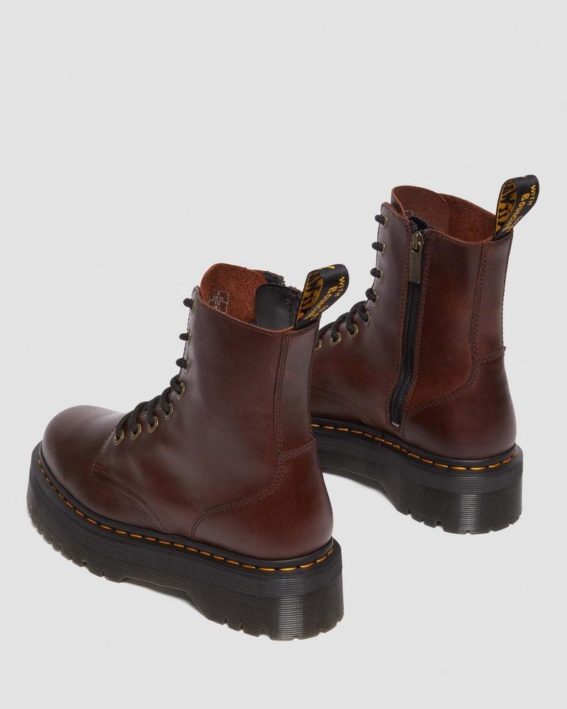 Dr Martin Martens Jadon Boot Pull Up Leather Platforms Platforms Boots Dark Brown | YW33-A6ML