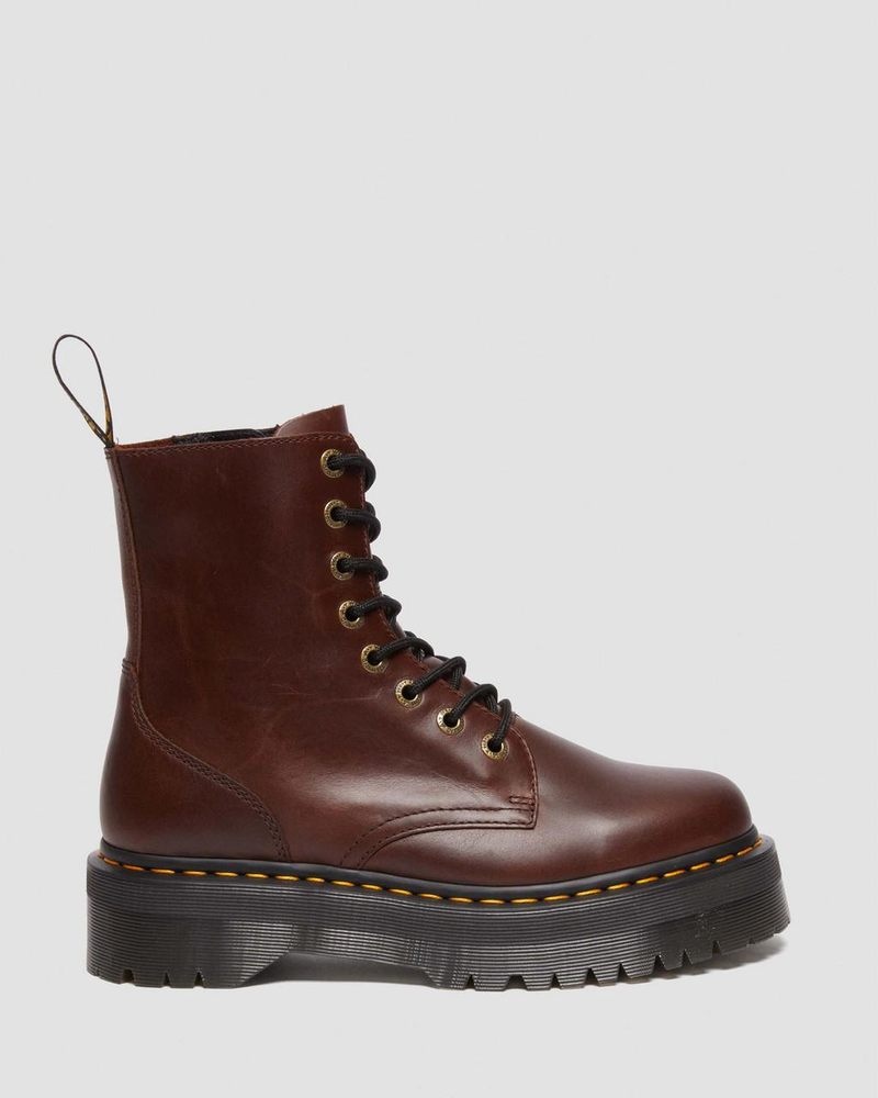 Dr Martin Martens Jadon Boot Pull Up Leather Platforms Platforms Boots Dark Brown | YW33-A6ML