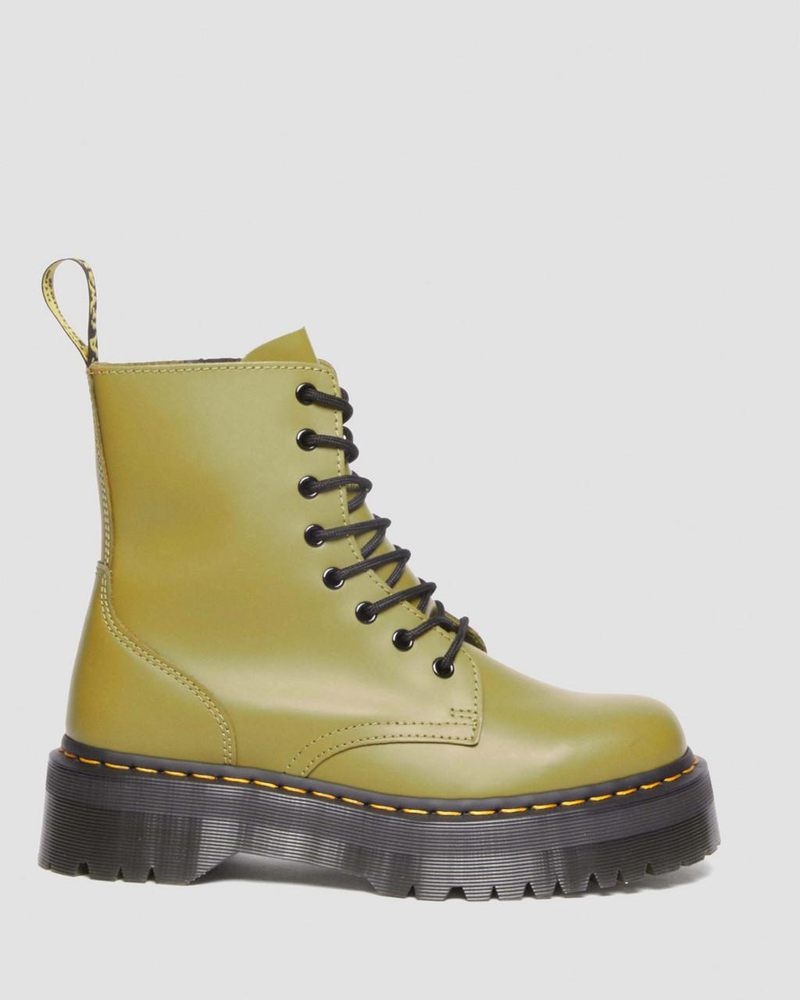 Dr Martin Martens Jadon Boot Smooth Leather Platforms (Smooth Leather) Platforms Boots Antique Olive | GQ09-M2XU