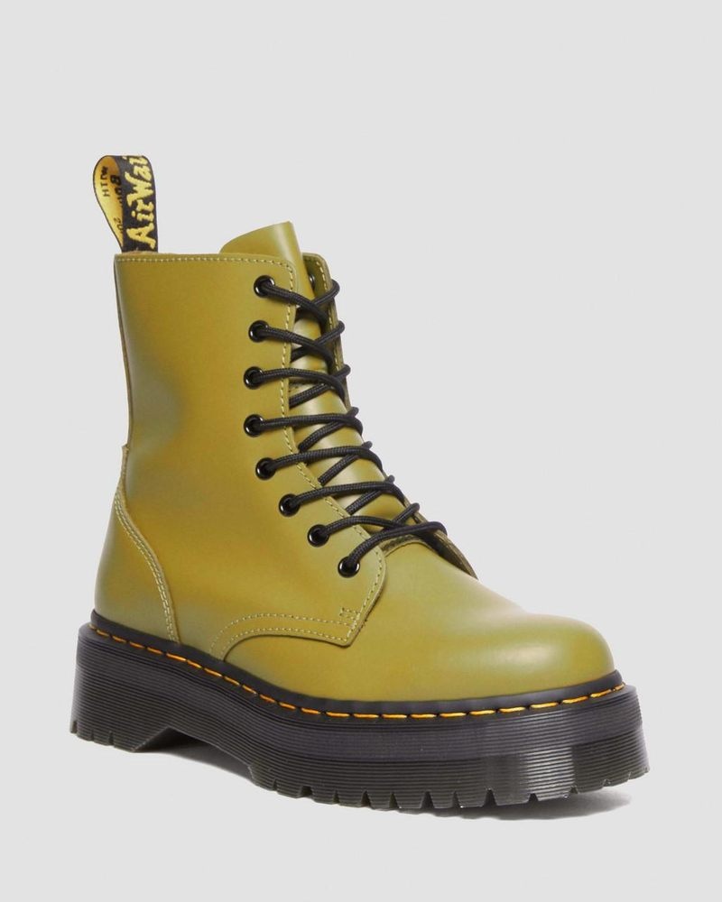 Dr Martin Martens Jadon Boot Smooth Leather Platforms (Smooth Leather) Platforms Boots Antique Olive | GQ09-M2XU