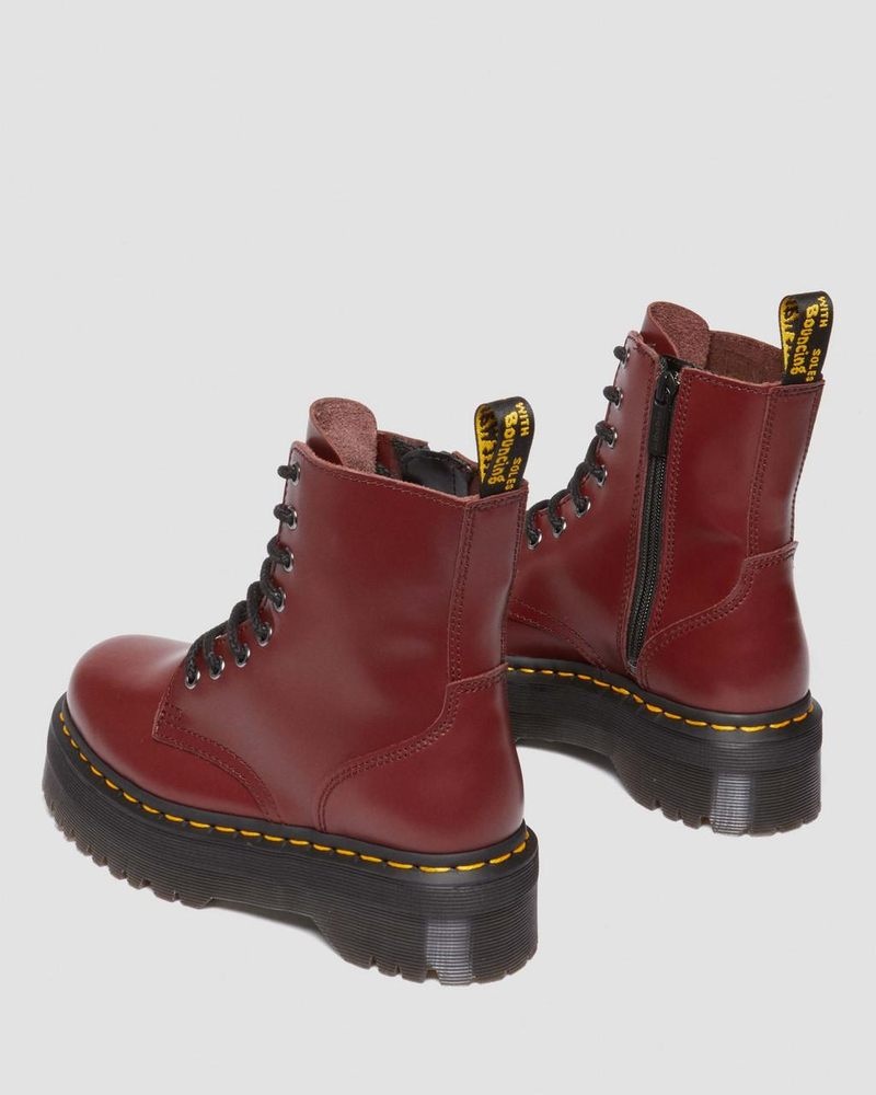 Dr Martin Martens Jadon Boot Smooth Leather Platforms (Polished Smooth) Platforms Boots Red | GI77-Z9ZU