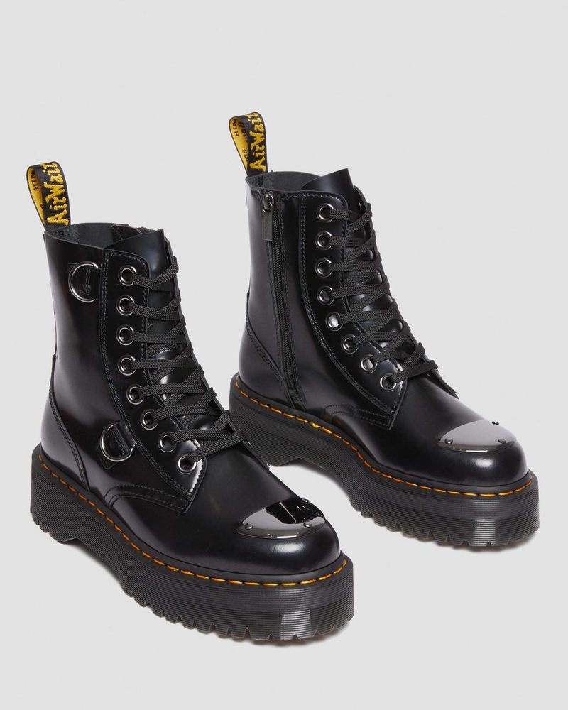 Dr Martin Martens Jadon Boot Toe Guard Leather Platforms (Buttero) Platforms Boots Black | KD49-I6FS