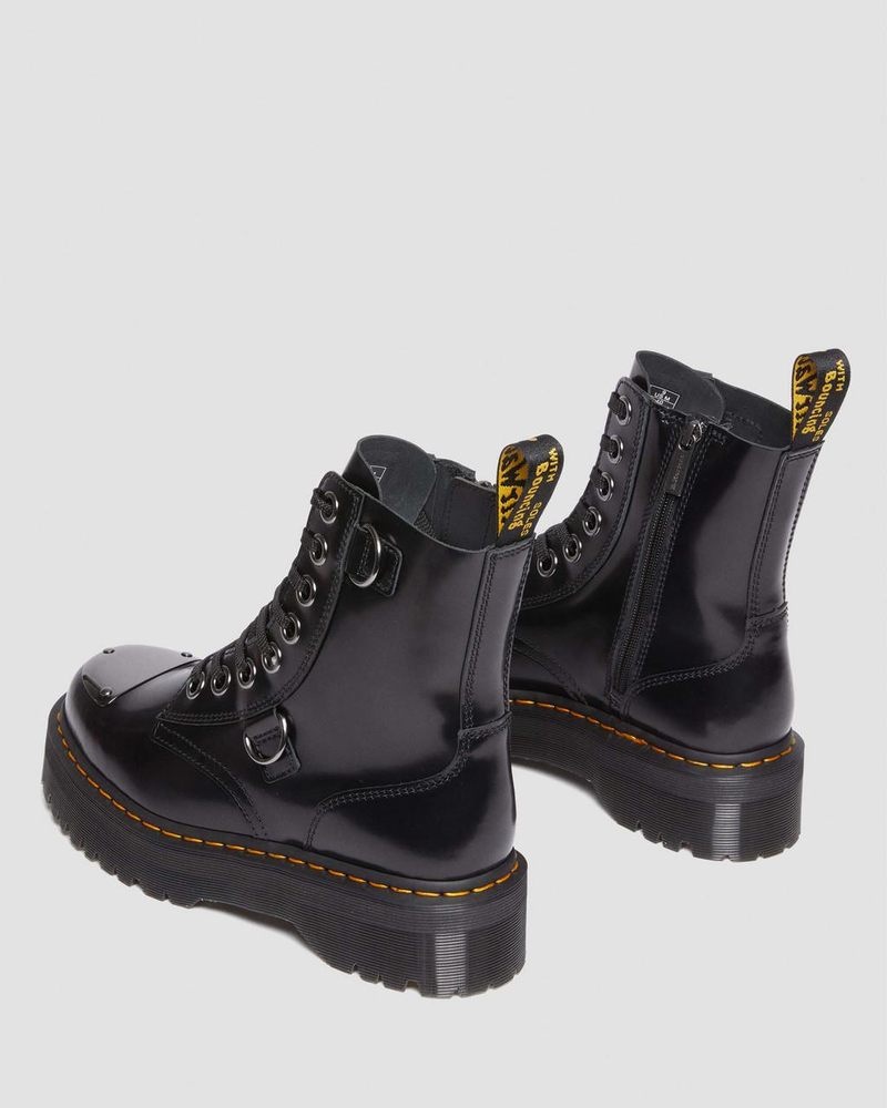 Dr Martin Martens Jadon Boot Toe Guard Leather Platforms (Buttero) Platforms Boots Black | KD49-I6FS