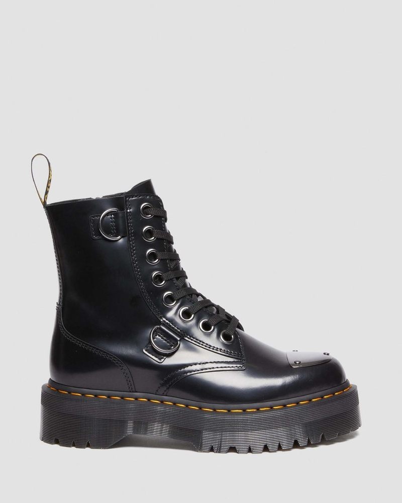 Dr Martin Martens Jadon Boot Toe Guard Leather Platforms (Buttero) Platforms Boots Black | KD49-I6FS