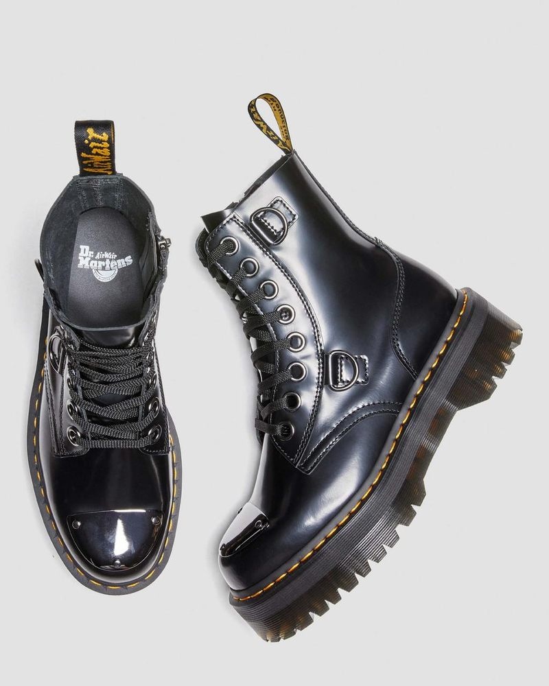 Dr Martin Martens Jadon Boot Toe Guard Leather Platforms (Buttero) Platforms Boots Black | KD49-I6FS