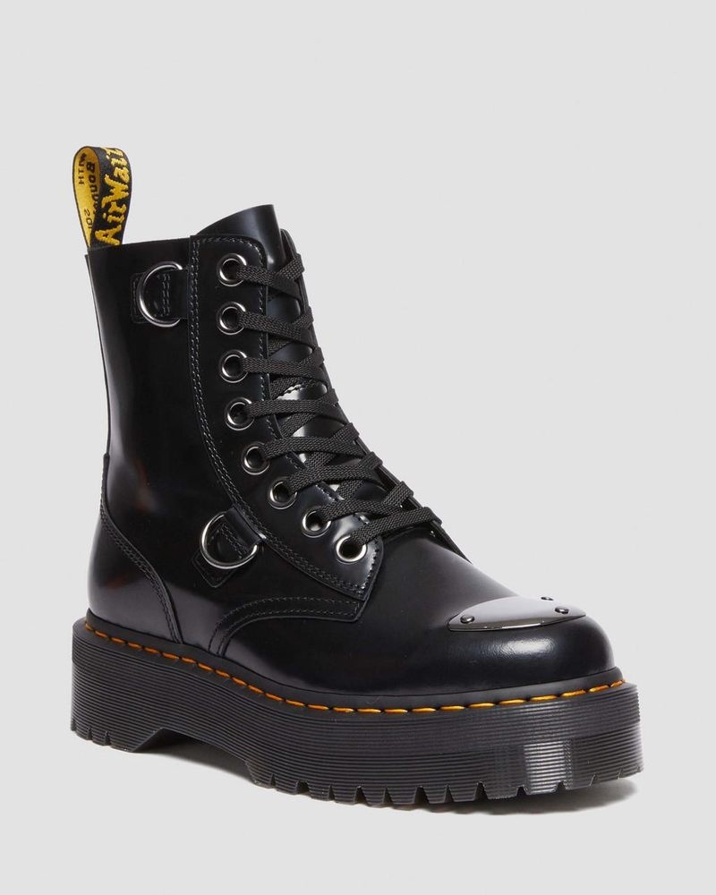 Dr Martin Martens Jadon Boot Toe Guard Leather Platforms (Buttero) Platforms Boots Black | KD49-I6FS