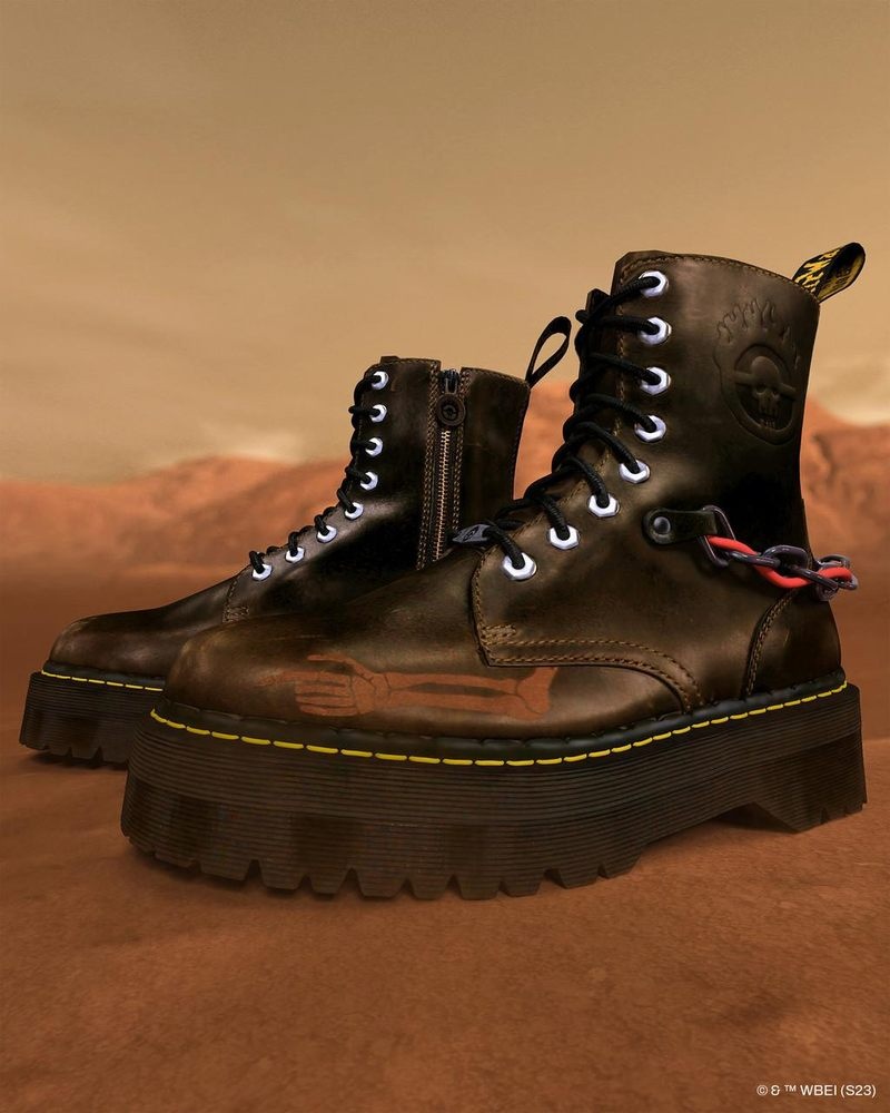 Dr Martin Martens Jadon Boot WB Mad Max Leather Platforms (Orleans) Platforms Boots Dark Taupe | PH24-N9DG