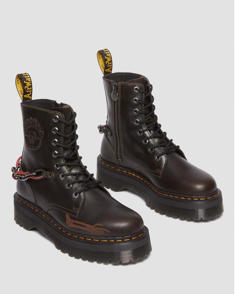 Dr Martin Martens Jadon Boot WB Mad Max Leather Platforms (Orleans) Platforms Boots Dark Taupe | PH24-N9DG