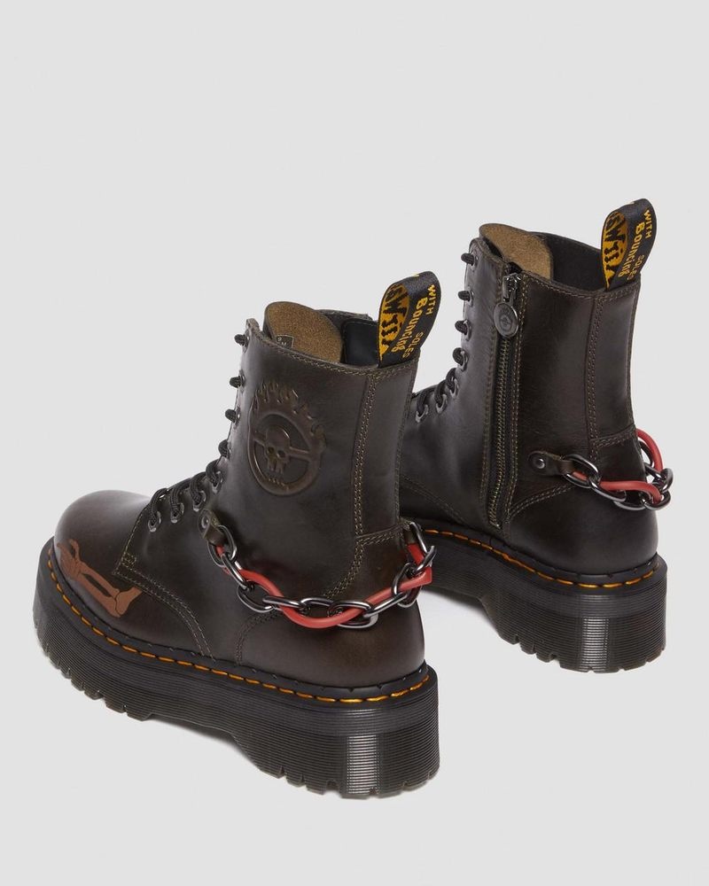 Dr Martin Martens Jadon Boot WB Mad Max Leather Platforms (Orleans) Platforms Boots Dark Taupe | PH24-N9DG